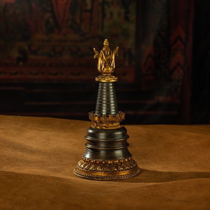 Qing Dynasty  Lao Kadam Pagoda Tibetan Light Antiques Purple Horse Gilt Sera Temple - Image 4