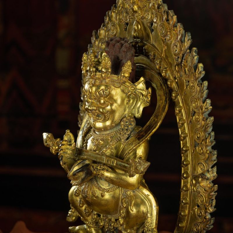 Qing Dynasty Masterpiece of Shui Mahagala Dorje Antique Tibetan Buddhist Statue Pure Gold Zongsa Temple - Image 11