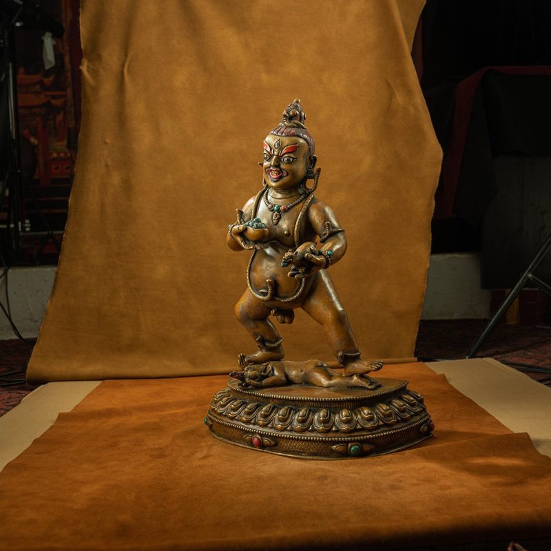 16th Century Black Jambhala Tibetan Antique Buddha Statue Purple Lima Copper Big Size Sholdopal Made - Image 5