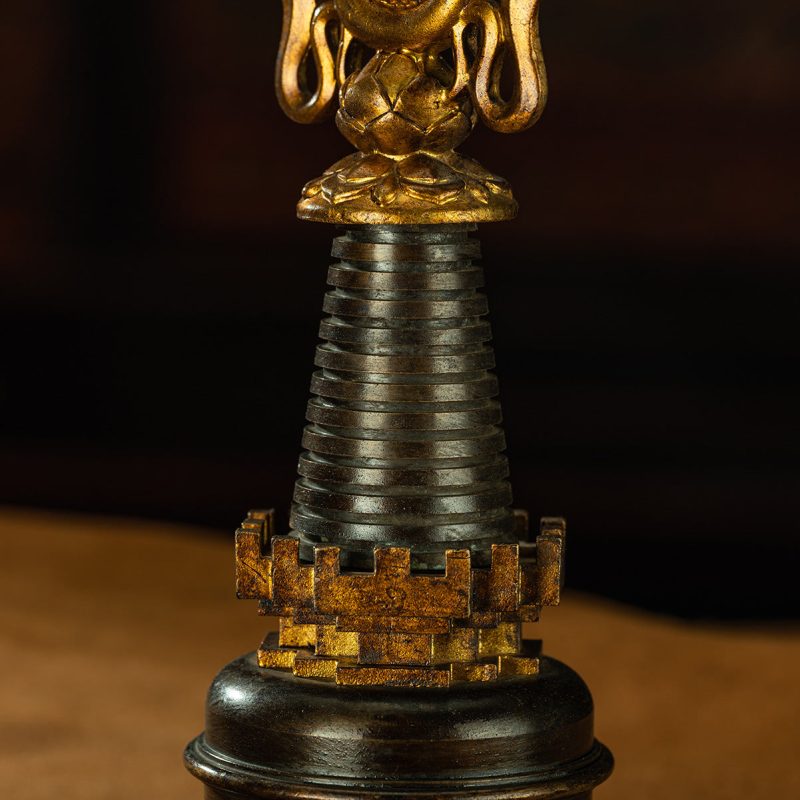Qing Dynasty  Lao Kadam Pagoda Tibetan Light Antiques Purple Horse Gilt Sera Temple - Image 7
