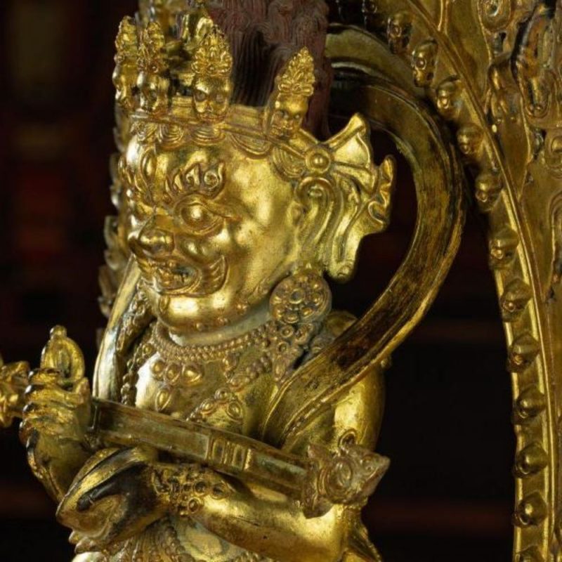 Qing Dynasty Masterpiece of Shui Mahagala Dorje Antique Tibetan Buddhist Statue Pure Gold Zongsa Temple - Image 10
