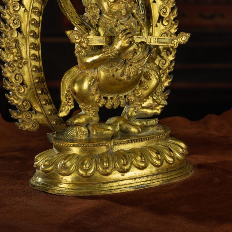 Qing Dynasty Masterpiece of Shui Mahagala Dorje Antique Tibetan Buddhist Statue Pure Gold Zongsa Temple - Image 13