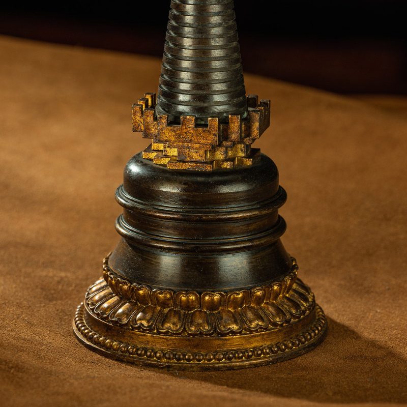 Qing Dynasty  Lao Kadam Pagoda Tibetan Light Antiques Purple Horse Gilt Sera Temple - Image 8