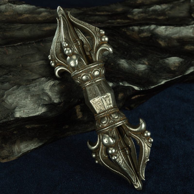 Qing Dynasty Five-Pronged Vajra Demonic Pestle Tibetan Dharma Weapon cold Iron Zanabazar Style Tibet - Image 2