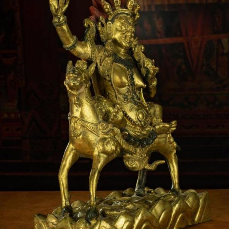 Qing Dynasty Statue of Goddess of Auspiciousness Antique Tibetan Buddhist Statue Pure Gold Tibet - Image 2
