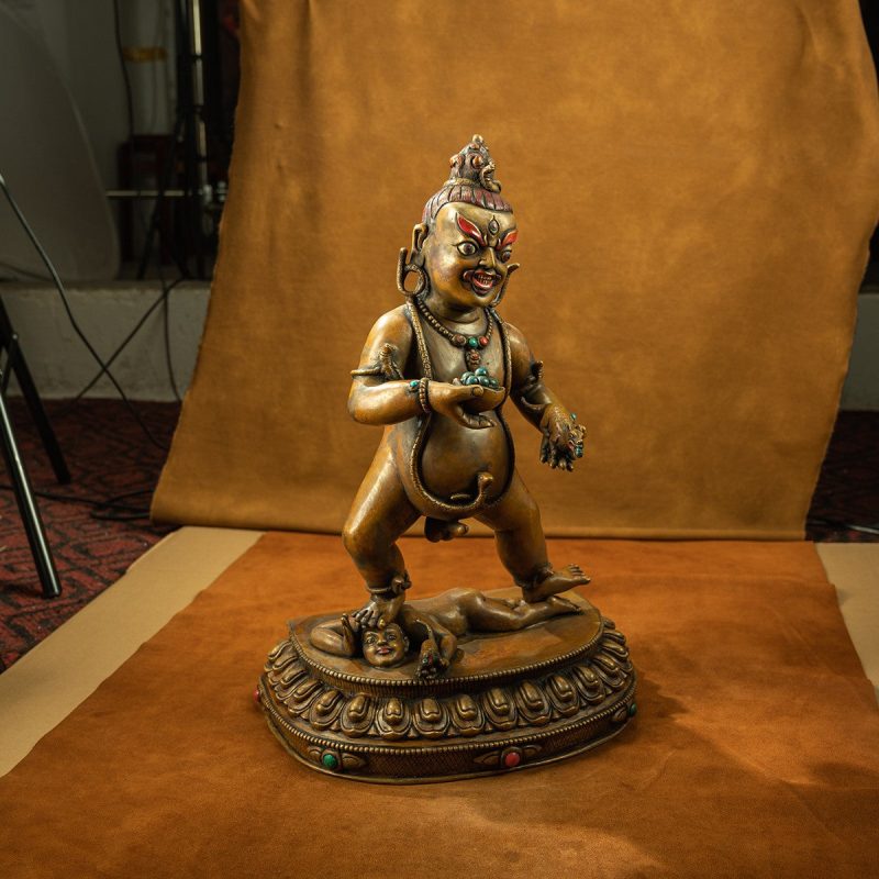 16th Century Black Jambhala Tibetan Antique Buddha Statue Purple Lima Copper Big Size Sholdopal Made - Image 6