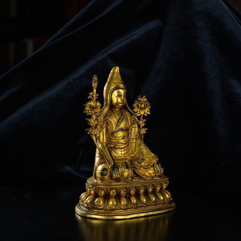 Qing Dynasty  Master Tsongkhapa Tibetan Antique Buddha Statues Man Gong Man Jin Shui  Nagqu Xiaodeng Temple - Image 2
