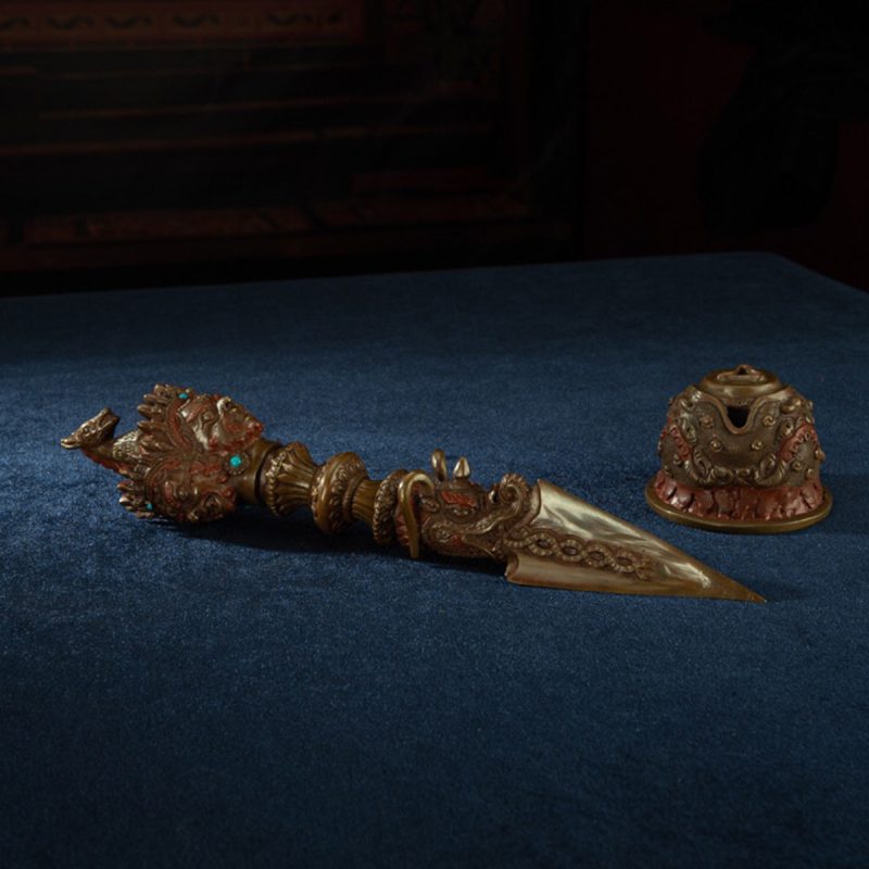 19th Century Puba King Kong Hayagriva Three-Sided Dharmapāla Tibetan Copper – Tashi Triling Ceremonial Artifact - Image 12