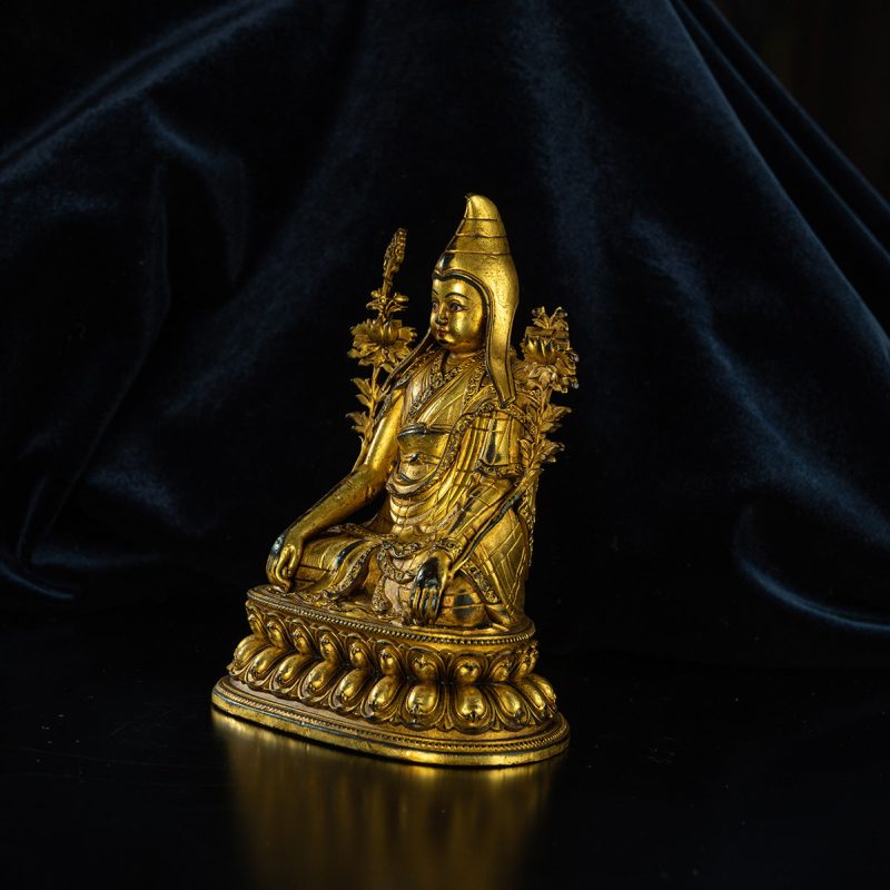 Qing Dynasty  Master Tsongkhapa Tibetan Antique Buddha Statues Man Gong Man Jin Shui  Nagqu Xiaodeng Temple - Image 3