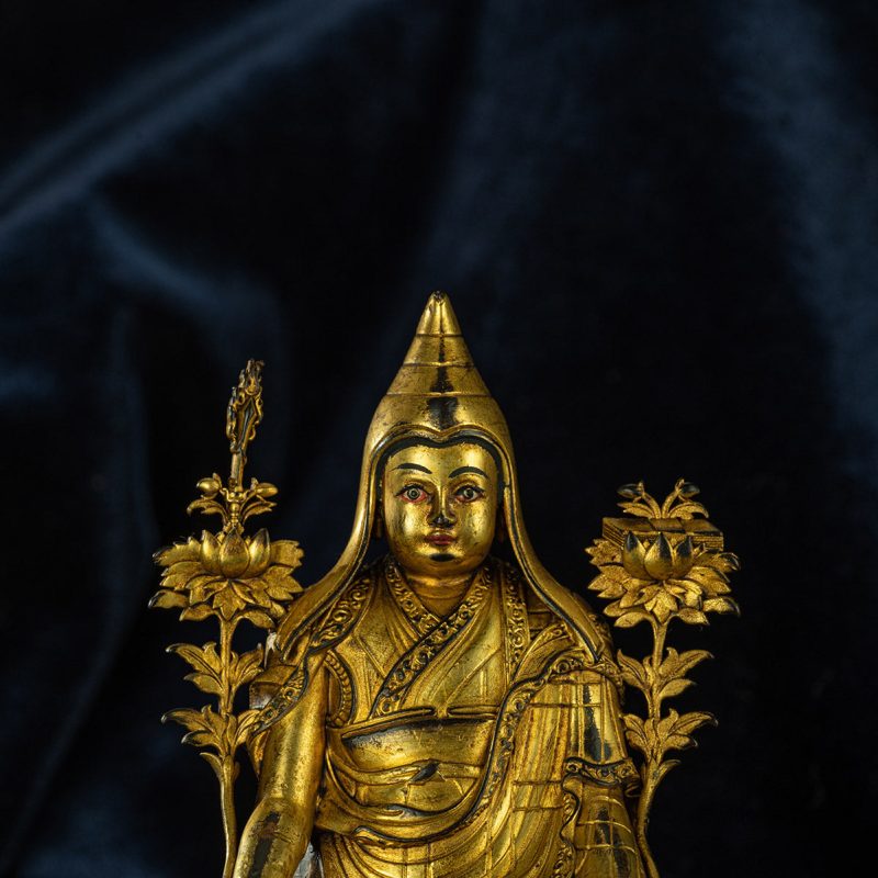 Qing Dynasty  Master Tsongkhapa Tibetan Antique Buddha Statues Man Gong Man Jin Shui  Nagqu Xiaodeng Temple - Image 6