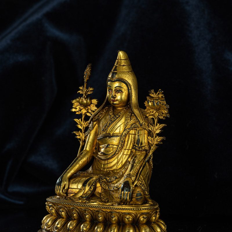 Qing Dynasty  Master Tsongkhapa Tibetan Antique Buddha Statues Man Gong Man Jin Shui  Nagqu Xiaodeng Temple - Image 7