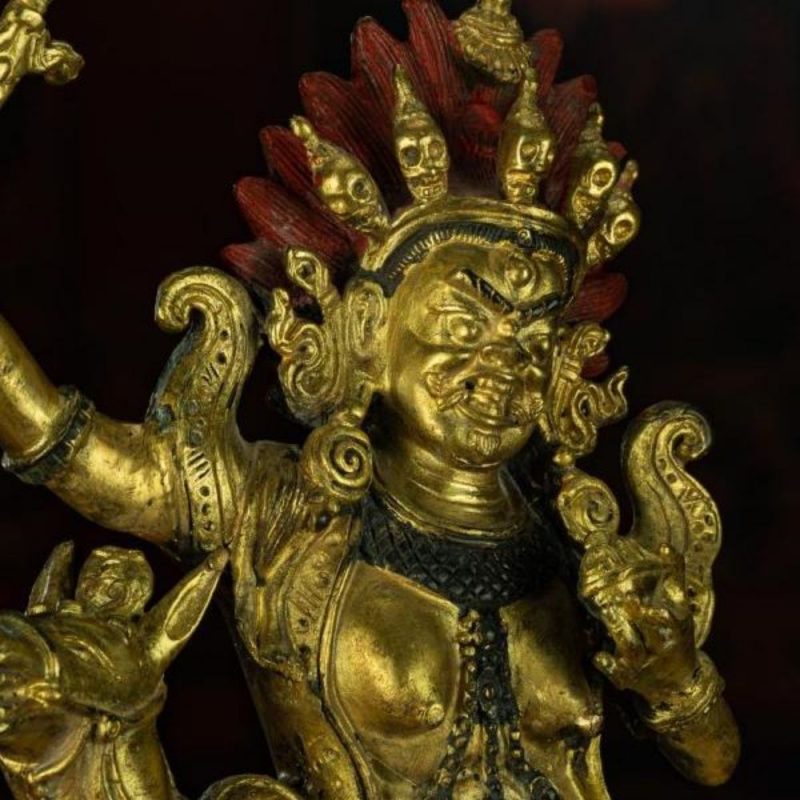 Qing Dynasty Statue of Goddess of Auspiciousness Antique Tibetan Buddhist Statue Pure Gold Tibet - Image 12