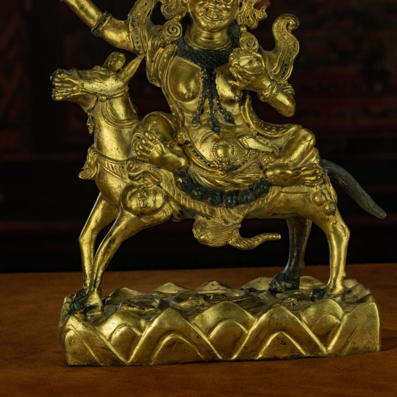 Qing Dynasty Statue of Goddess of Auspiciousness Antique Tibetan Buddhist Statue Pure Gold Tibet - Image 10