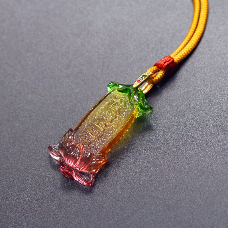 EXQUISITE IN Buddha Liuli Lotus Six Character Om Mani Padme Hum Peace Necklace - Image 2