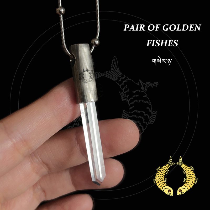 Eight Blessings from Tibet Spiritual Amulet Pendant in Sterling Silver & Crystal Quartz - Image 11