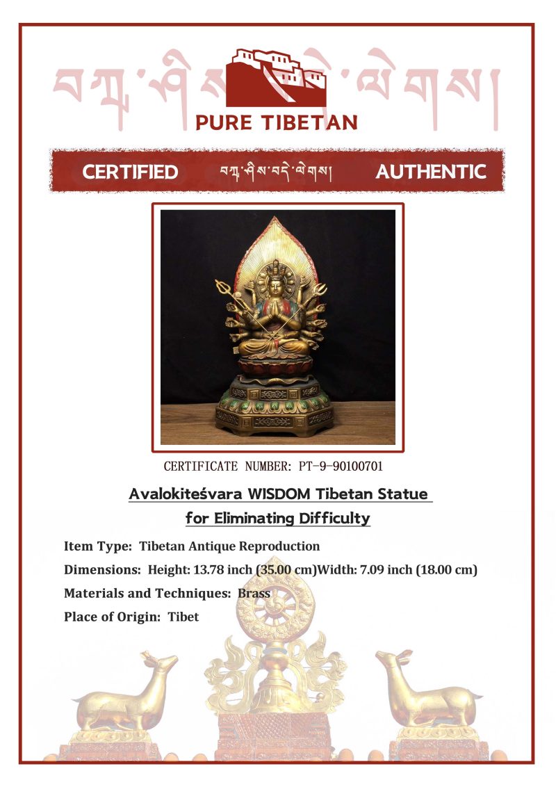 Avalokiteśvara WISDOM Tibetan Statue for Eliminating Difficulty - Image 2