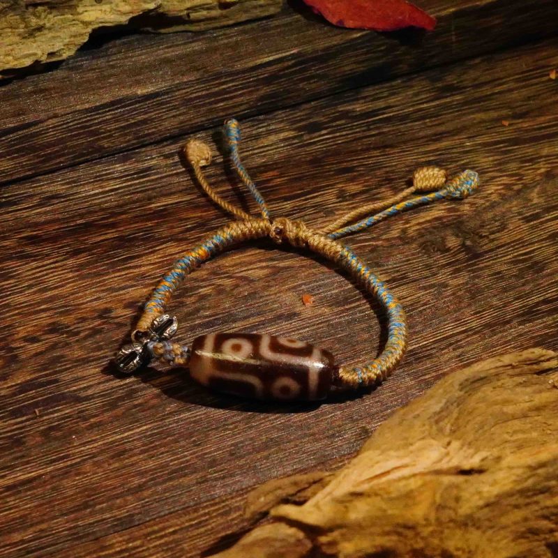 Bring good luck Six Eyes Dzi Beads Tibetan string Natural agate chalcedony Vajra pestle hand-woven rope - Image 4