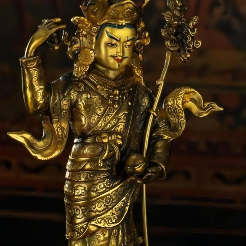 Qing Dynasty Padmasambhava Yellow Lima Bronze Tibetan Antique Buddha Statue Form Nyingma Ri Rang Monastery - Image 4