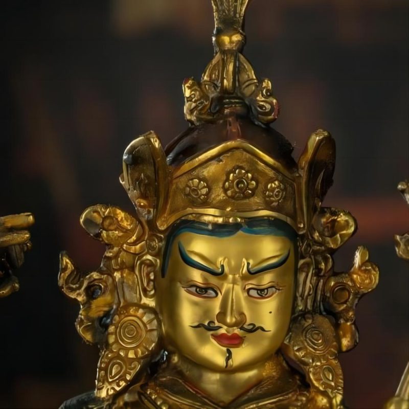 Qing Dynasty Padmasambhava Yellow Lima Bronze Tibetan Antique Buddha Statue Form Nyingma Ri Rang Monastery - Image 9