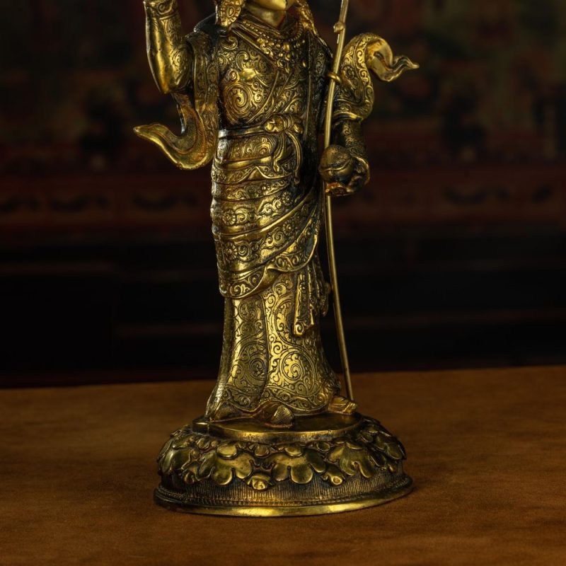 Qing Dynasty Padmasambhava Yellow Lima Bronze Tibetan Antique Buddha Statue Form Nyingma Ri Rang Monastery - Image 7