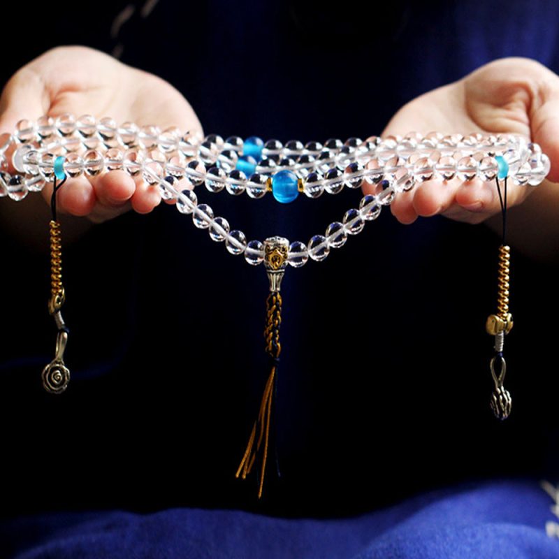 108 Mala Beads Crystal Healing Dorje Symbol Necklace - Image 8
