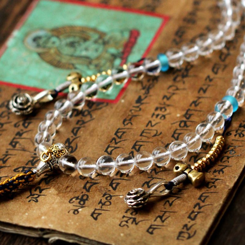 108 Mala Beads Crystal Healing Dorje Symbol Necklace - Image 3