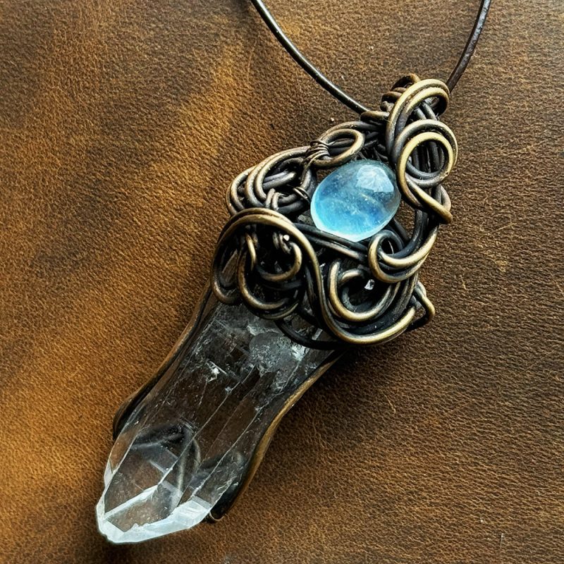 Serenity Clear Quartz Moonstone Copper Pendant - Image 2