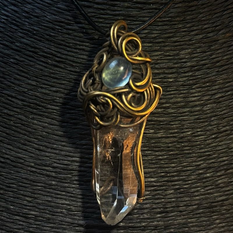 Serenity Clear Quartz Moonstone Copper Pendant - Image 3