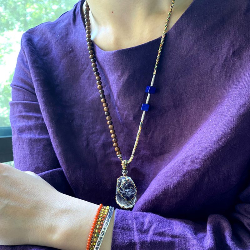 EXQUISITE IN Essence of Soul Recovery Clear Quartz Pendant with Lapis Lazuli and Sterling Silver - Image 3