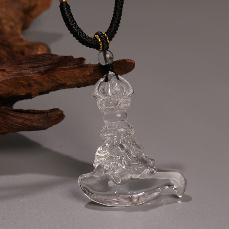 Clear Quartz Vajra Dagger Protective Pendant