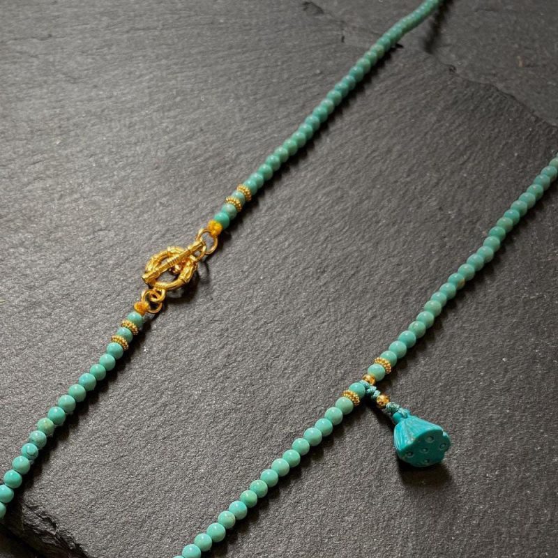 Healing through Stillness Turquoise Gold Necklace - Image 6