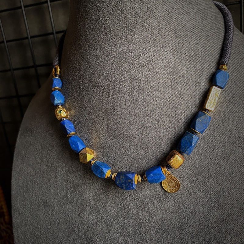 Whisper of Tranquil Healing Lapis Lazuli Gold Necklace - Image 4
