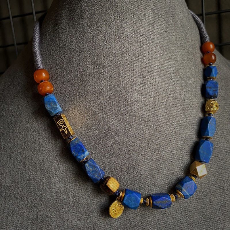 Whisper of Tranquil Healing Lapis Lazuli Gold Necklace - Image 6