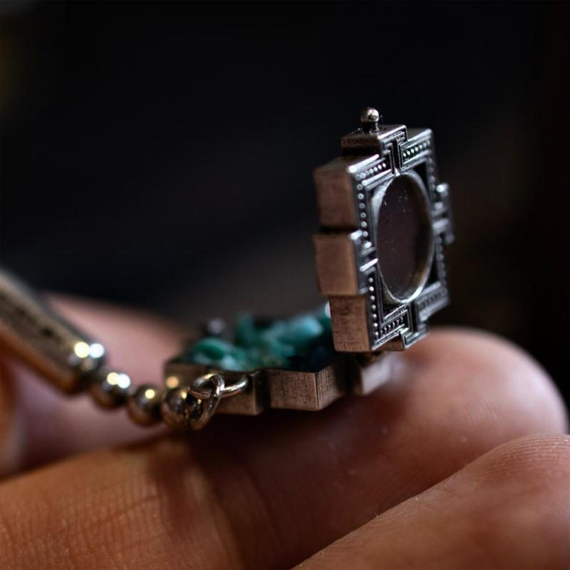 Blessing Energy Tibetan Necklace with Turquoise and Silver - Image 3