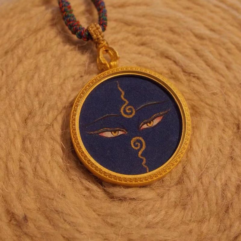 Green Tara Blessing Pendant with Pure Gold and Mineral Pigments - Image 3