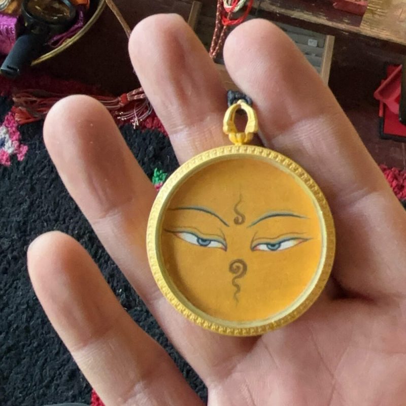 Green Tara Blessing Pendant with Pure Gold and Mineral Pigments - Image 4