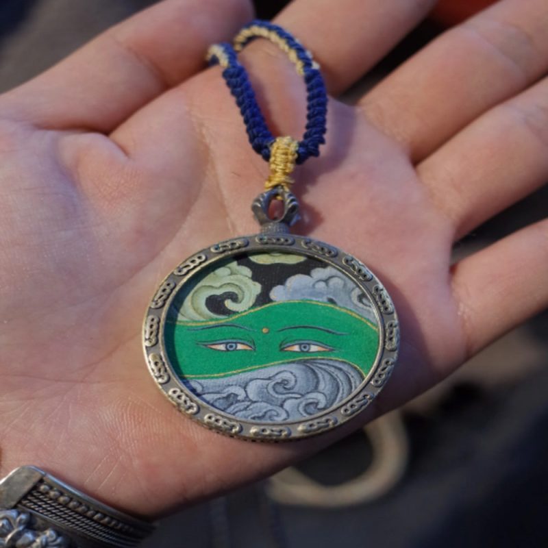 Green Tara Blessing Pendant with Pure Gold and Mineral Pigments - Image 5