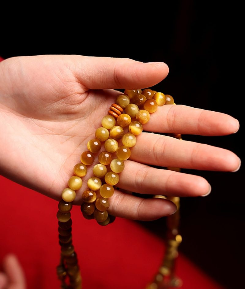 Tibetan Wealth Tiger Eye & Amber Necklace - Image 3