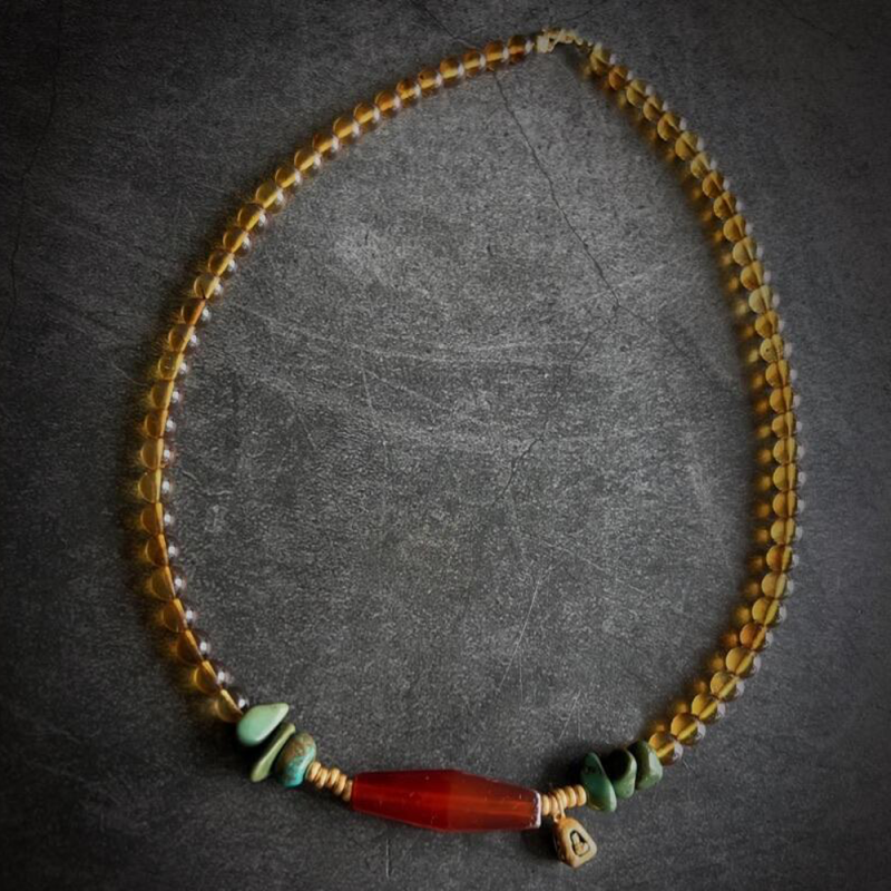 Natural Red Agate Amber and Turquoise Vintage Choker Necklace for Health - Image 5