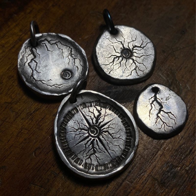 Thunderbolt Compass EXQUISITE IN Protection Sterling Silver 18K Gold Necklace - Image 3