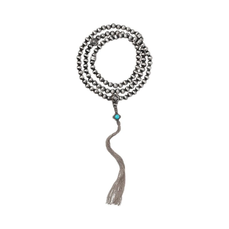 Sacred Prosperity Tibetan Silver & Turquoise 108 Mala Necklace - Image 5