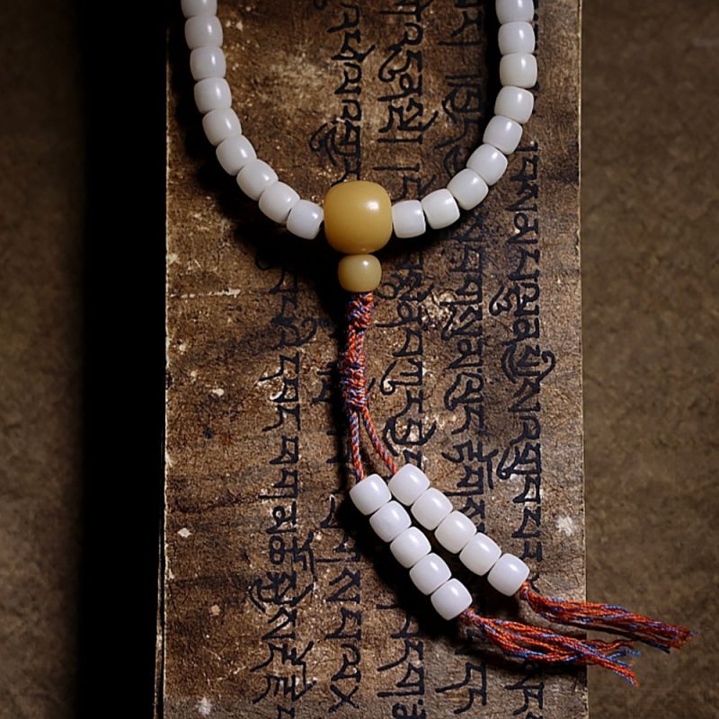 White Bodhi Seed 108 Mala Beads of Purity Necklace - Image 5