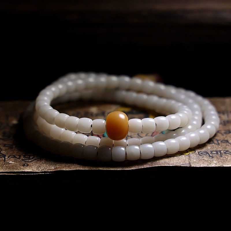 White Bodhi Seed 108 Mala Beads of Purity Necklace - Image 6