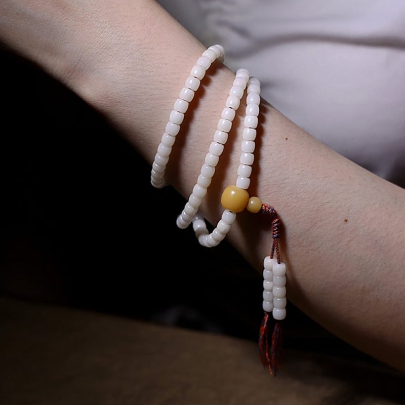 White Bodhi Seed 108 Mala Beads of Purity Necklace - Image 7