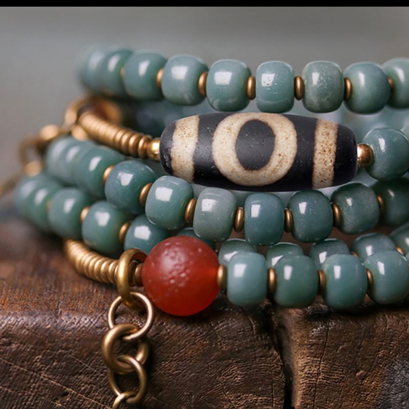 Serene Balance Dzi Bead & Bodhi Seed Necklace - Image 2