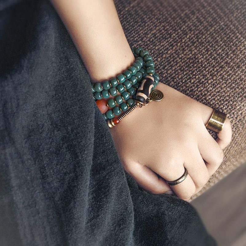 Serene Balance Dzi Bead & Bodhi Seed Necklace - Image 3