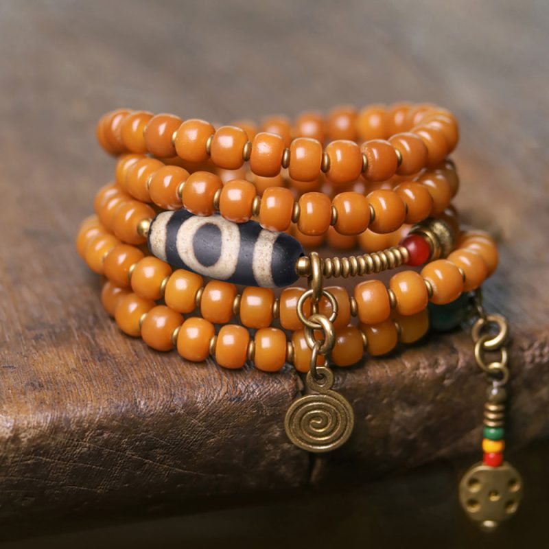 Wealth Harmony Dzi Bodhi Blessing Necklace - Image 3
