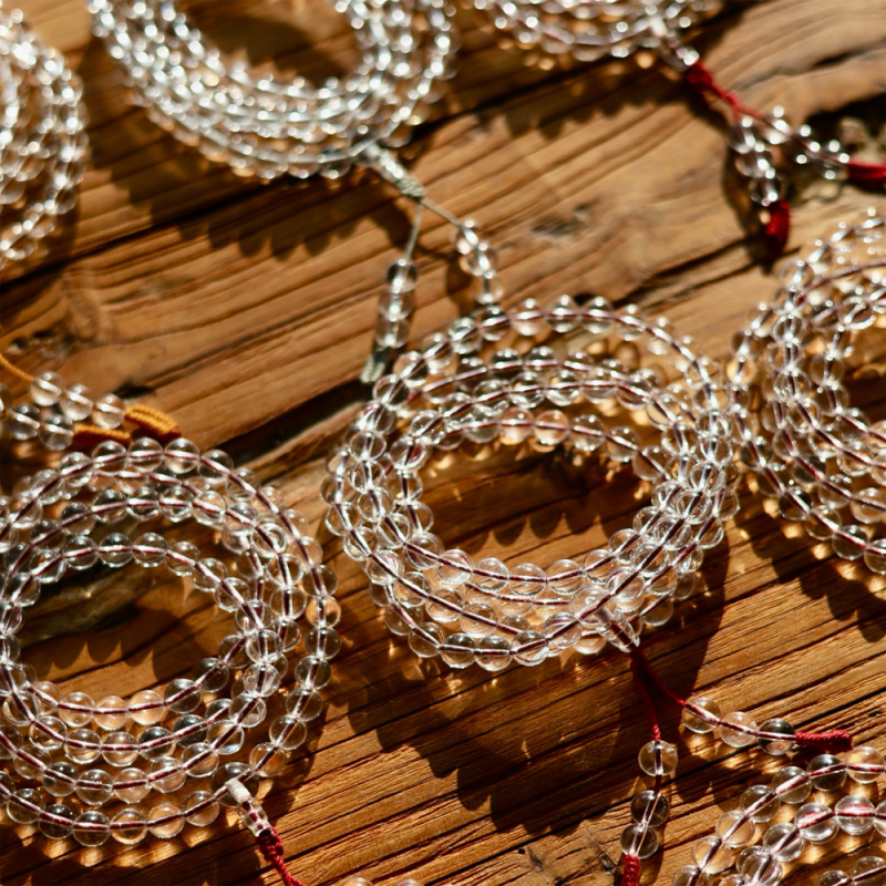 Calm Reflection Path Clear Quartz 108 Beads Necklace - Image 4
