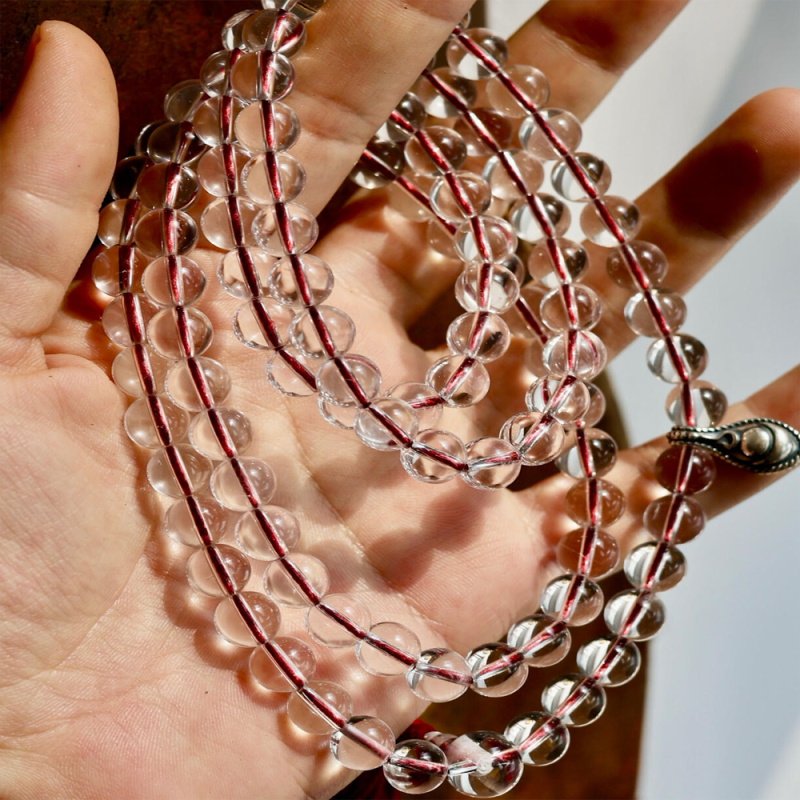 Calm Reflection Path Clear Quartz 108 Beads Necklace - Image 6