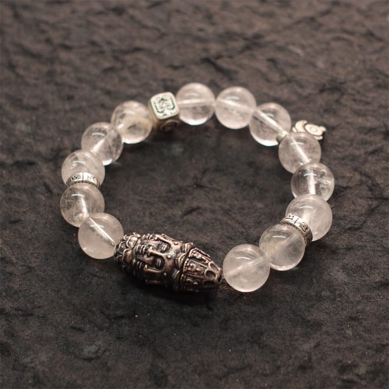 Purity & Wealth Tibetan Clear Quartz Silver Zakhiram Bracelet - Image 2